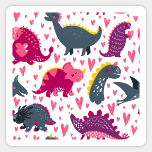 Fun Dinosaur Pattern Pink Back to School Sticker